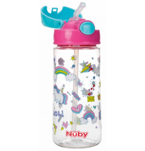 NUBY GOBELET PAILLE SOUPLE ET BOUTON PUSH EN TRITAN 540ML +3ANS