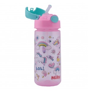 NUBY GOBELET PAILLE SOUPLE ET BOUTON PUSH EN TRITAN 540ML +3ANS