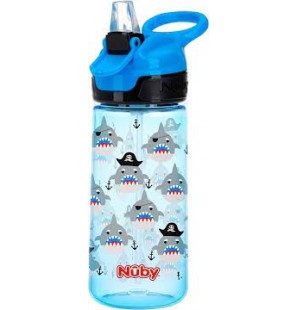 NUBY GOBELET PAILLE SOUPLE ET BOUTON PUSH EN TRITAN 540ML +3ANS