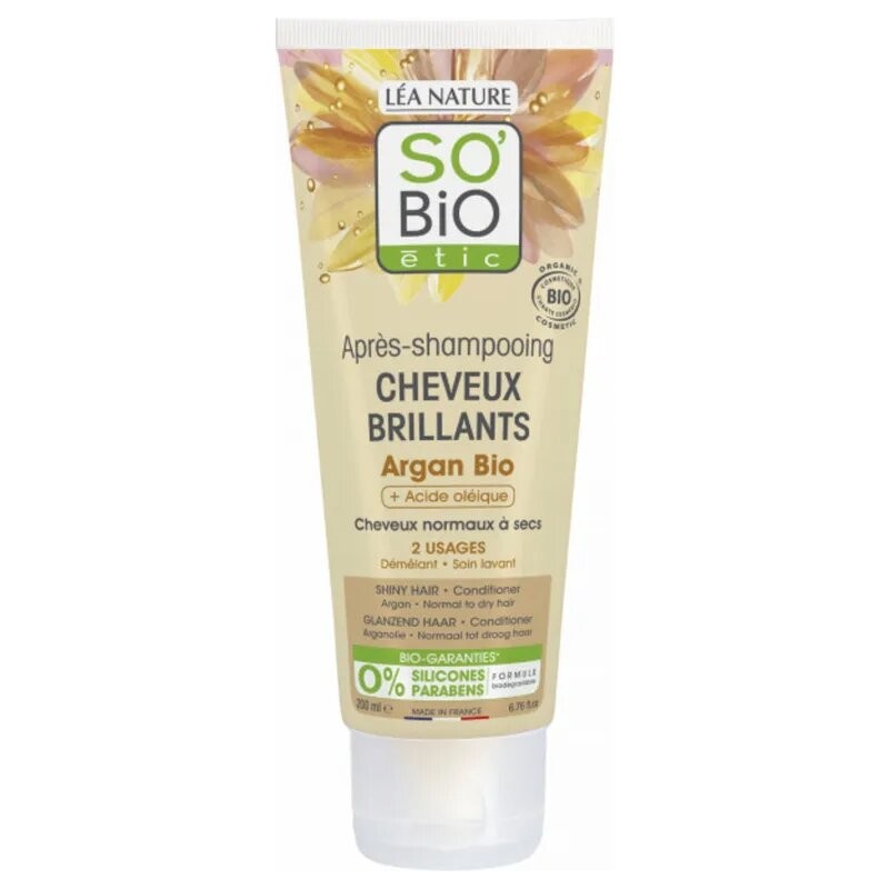 SO'BIO ETIC Après-Shampooing Cheveux Brillants Argan Bio | 200 ml