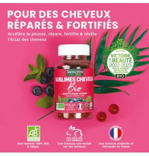 SANTAROME BIO Gummies Sublimes Cheveux Bio - Pousse du Cheveu | 60 Gummies