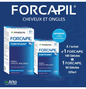 ARKOPHARMA PACK FORCAPIL cheveux et ongles 180 gélules + 60 gélules Offertes