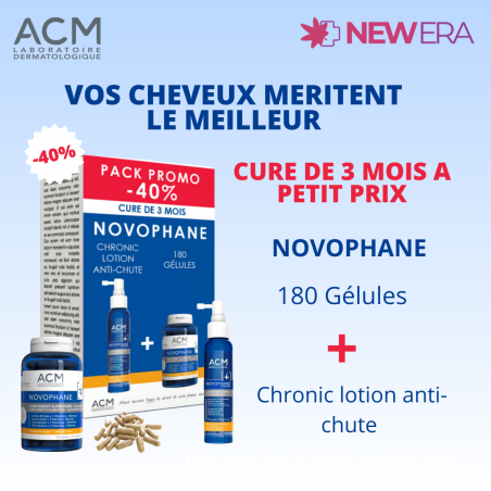 ACM PACK NOVOPHANE ongles et cheveux 180 gélules + Chronic Lotion Antichute