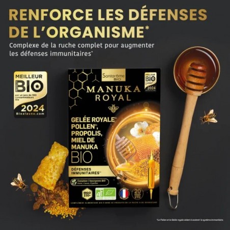 SANTAROME Gelée Royale Pollen Propolis Miel de Manuka Bio 20 Ampoules