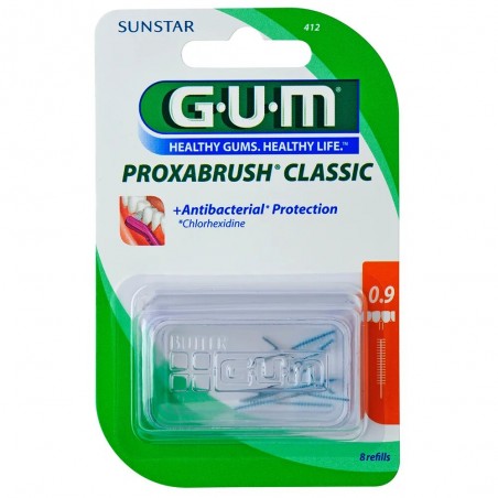 GUM RECHARGE BROSSETTES ULTRA-FINES PAR 8 UNITES 0.9MM REF 412