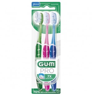 GUM BROSSE A DENTS TECHNIQUE PRO MEDIUM PACK TRIO REF 528