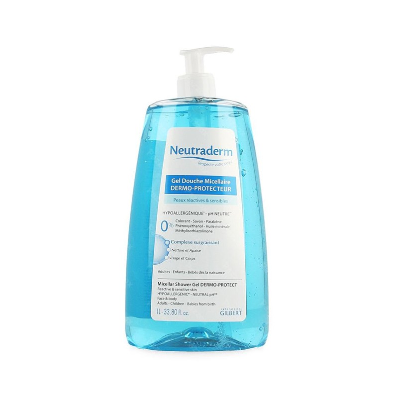 NEUTRADERM gel douche micellaire dermo-protecteur pompe 1L NEUTRADERM gel douche micellaire dermo-protecteur pompe 1L