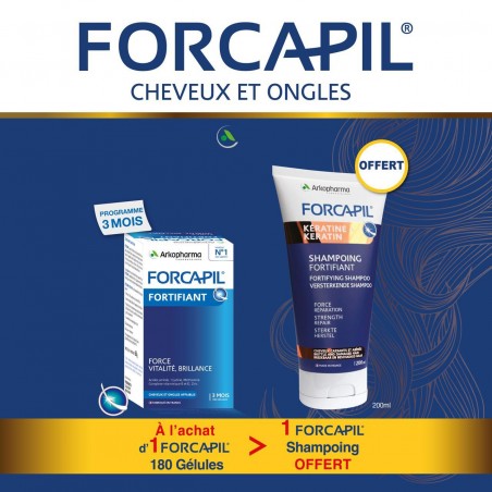 FORCAPIL PACK CHEVEUX ET ONGLES B180 GELULES + FORCAPIL SHAMPOOING FORTIFIANT 200ML