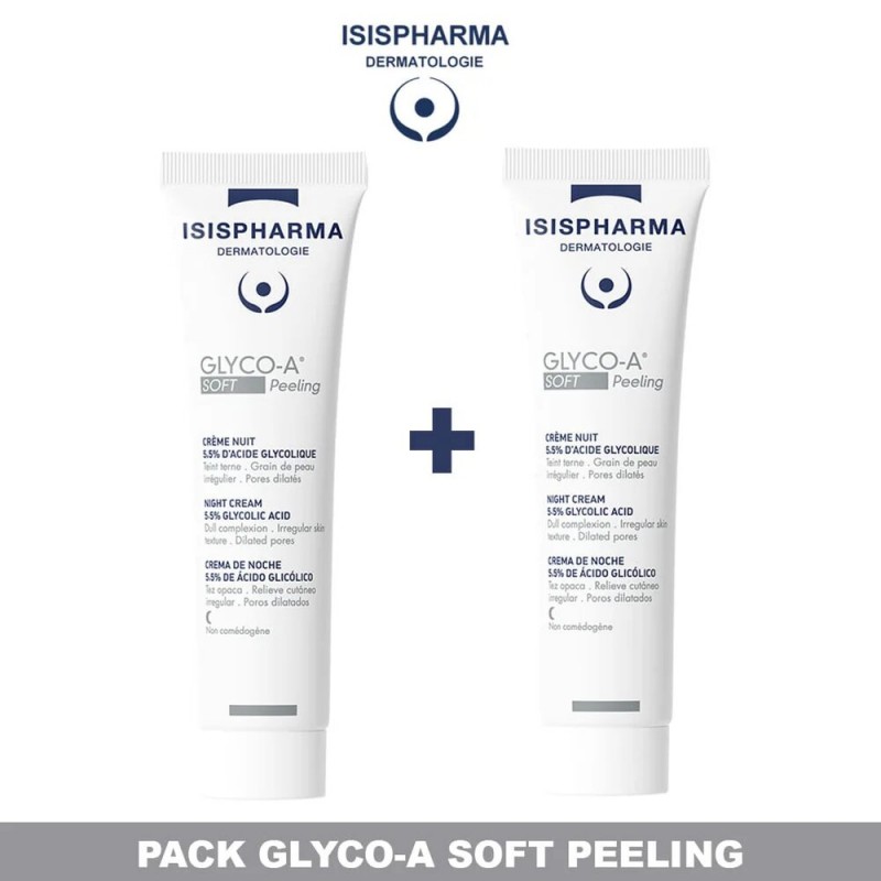 ISISPHARMA PACK DUO GLYCO A SOFT PEELING CREME NUIT 5.5% ACIDE GLYCOLIQUE 30ML*2 ISISPHARMA PACK DUO GLYCO A SOFT PEELING CREME NUIT 5.5% ACIDE GLYCOLIQUE 30ML*2