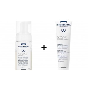 ISISPHARMA PACK GLYCO-A FOAMER NETTOYANT COUP D'ECLAT 100ML + DUO GLYCO A SOFT PEELING CREME NUIT 5.5% ACIDE GLYCOLIQUE 30ML*2