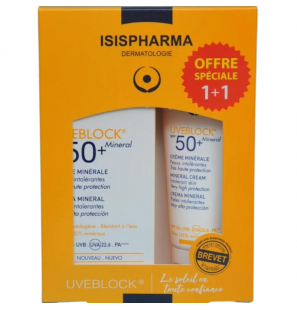 ISISPHARMA PACK UVEBLOCK SPF50+ CREME MINERALE INVISIBLE 40ML + UVEBLOCK SPF50+ CREME MINERALE INVISIBLE 40ML OFFERT