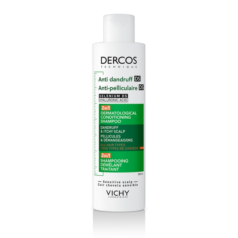 DERCOS DS 2EN1 SHAMPOOING ET DEMELEUR ANTI-PELLICULAIRE POUR TOUS TYPES DE CHEVEUX 200ML