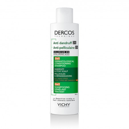 DERCOS DS 2EN1 SHAMPOOING ET DEMELEUR ANTI-PELLICULAIRE POUR TOUS TYPES DE CHEVEUX 200ML