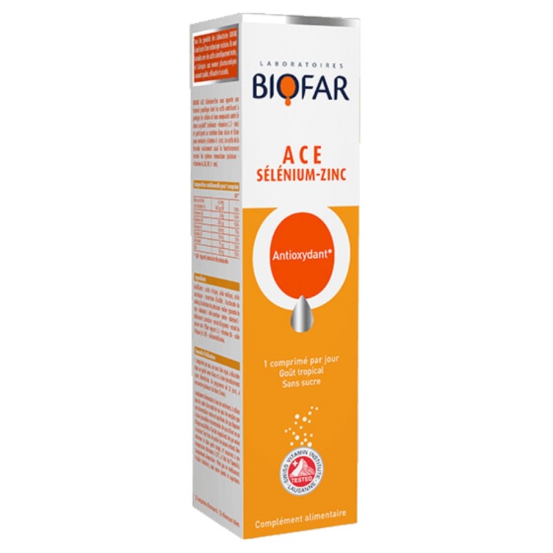 BIOFAR Ace Sélénium-Zinc - Complexe Anti-Oxydant | 20 comprimés effervescents BIOFAR Ace Sélénium-Zinc - Complexe Anti-Oxydant | 20 comprimés effervescents