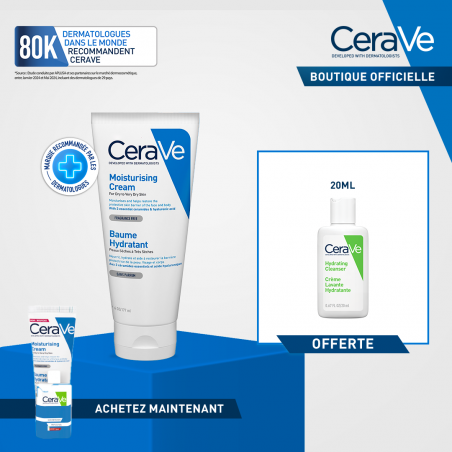CeraVe Offre Baume Hydratant Nourrissant 177ml +  crème moussante nettoyante 20ml OFFERTE