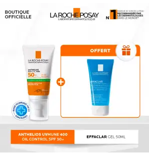 La Roche-Posay Offre Anthelios UVMune 400 Oil Control Gel Crème Solaire Invisible | Peaux Normales À Mixtes | 50ml