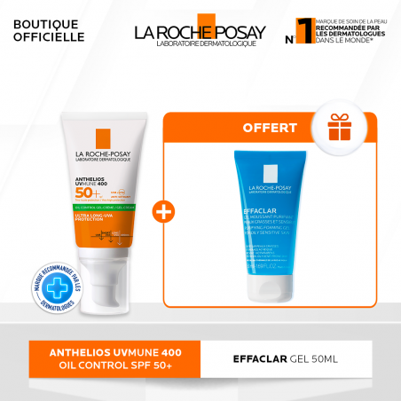 La Roche-Posay Offre Anthelios UVMune 400 Oil Control Gel Crème Solaire Invisible | Peaux Normales À Mixtes | 50ml