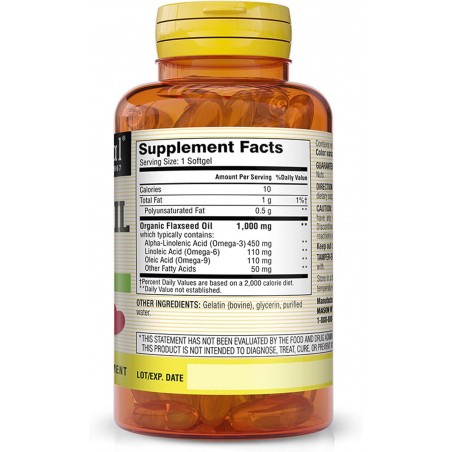 MASON NATURAL FLAXSEED OIL 1000MG OMEGA 3-6-9 B100 CAPSULES