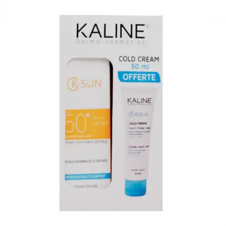 KALINE K-SUN ECRAN SOLAIRE INVISIBLE PEAUX NORMALES A SECHES SPF50+ 50ML + COLD CREAM 50ML