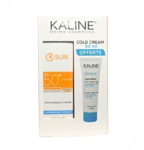 KALINE PACK K-SUN ECRAN SOLAIRE NATURELLE CLAIRE PEAUX NORMALES A SECHES SPF50+ 50ML + K-AQUA COLD CREAM 50ML