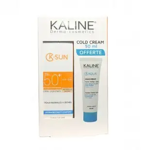 KALINE PACK K-SUN ECRAN SOLAIRE NATURELLE CLAIRE PEAUX NORMALES A SECHES SPF50+ 50ML + K-AQUA COLD CREAM 50ML