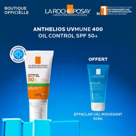 La Roche-Posay Offre Anthelios UVMune 400 Oil Control Gel Crème Solaire Invisible | Peaux Normales À Mixtes | 50ml