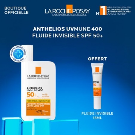 La Roche-Posay Offre Anthelios UVMune 400 Fluide Invisible Solaire SPF50+ 50ML + UVMune 400 Fluide Invisible 15ML OFFERT