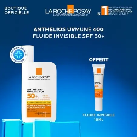 La Roche-Posay Offre Anthelios UVMune 400 Fluide Invisible Solaire SPF50+ 50ML + UVMune 400 Fluide Invisible 15ML OFFERT