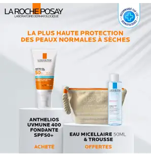 La Roche-Posay Offre Anthelios UVMune 400 Crème Solaire Invisible Normales À Sèches 50ml + Mela B3 10ML OFFERT