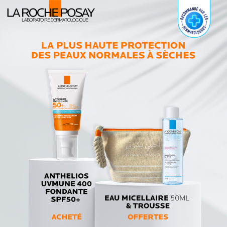 La Roche-Posay Offre Anthelios UVMune 400 Crème Solaire Invisible Normales À Sèches 50ml + Mela B3 10ML OFFERT