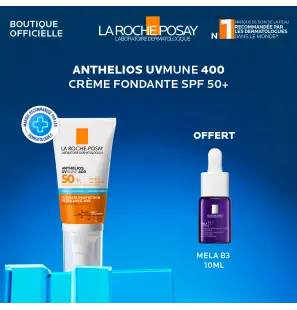 La Roche-Posay Offre Anthelios UVMune 400 Crème Solaire Invisible Normales À Sèches 50ml + Mela B3 10ML OFFERT