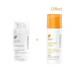 CAPIDERMA PACK CAPIWHITE HQ SOIN DEPIGMENTANT 30ML + CAPISUN CREME SPF50+ 50ML