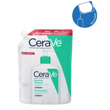 CERAVE GEL MOUSSANT ECO-RECHARGE PEAUX NORMALES A GRASSES 473ML