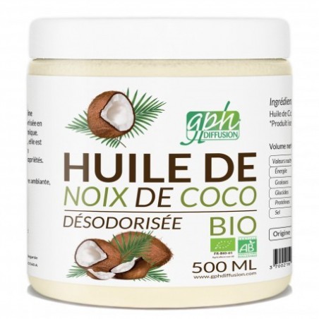 GPH DIFFUSION Huile De Noix De Coco Bio désodorisée 500 ml