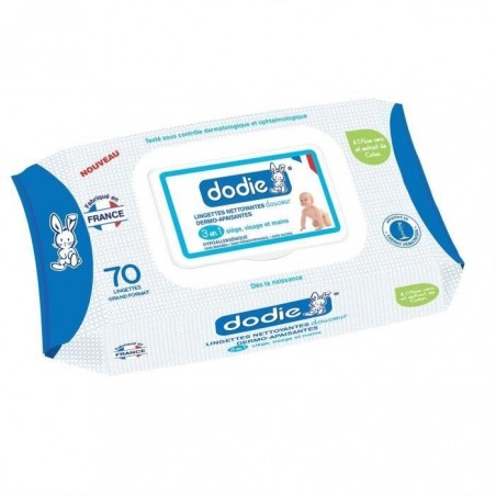 DODIE lingettes nettoyantes dermo-apaisantes 3en1 boite 70u