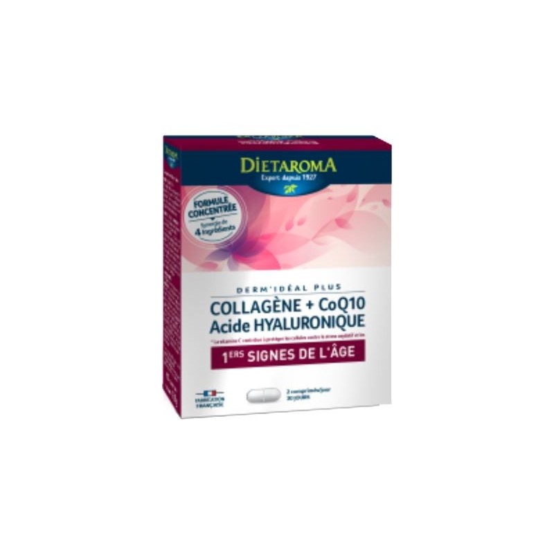 DIETAROMA DERM'IDEAL PLUS Collagène+ Coq10 Acide Hyaluronique | 60 comprimés