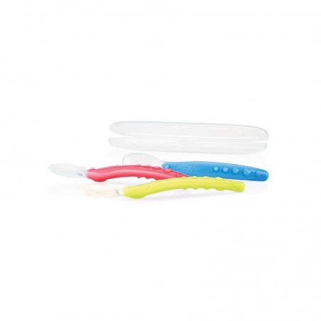 NUBY cuillère courte en silicone doux + 3 mois