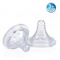 NUBY Lot de 2 tétines silicone pour biberons oval à col large + 3mois Réf: ID1199