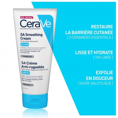 CeraVe SA Crème Anti-Rugosités Peau Sèche et Squameuse | 177ml