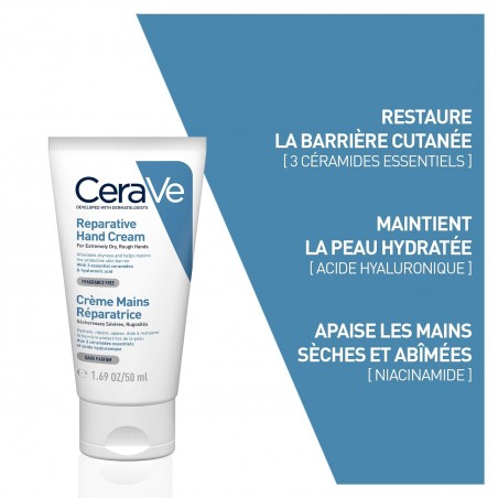 CeraVe Crème Réparatrice Mains Sèches et Abîmées | 50ml