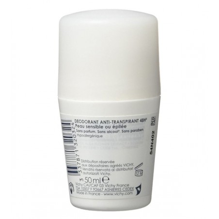 Vichy Dermo-Tolérance Déodorant Anti-Transpirant 48H Bille Peau Sensible ou Epilée | 50ml