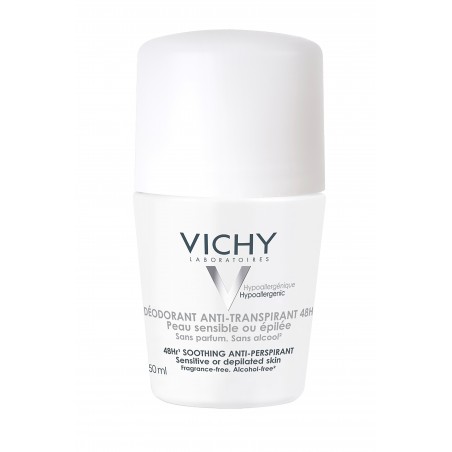 Vichy Dermo-Tolérance Déodorant Anti-Transpirant 48H Bille Peau Sensible ou Epilée | 50ml