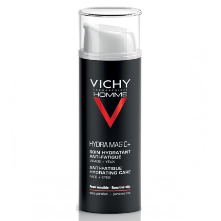 Vichy Homme Hydra Mag C+ Soin Hydratant Anti-Fatigue Visage et Yeux Sensibles | 50ml