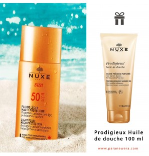 NUXE SUN Offre fluide légère haute protection SPF 50 + Prodigieux Huile  de douche 100 ml