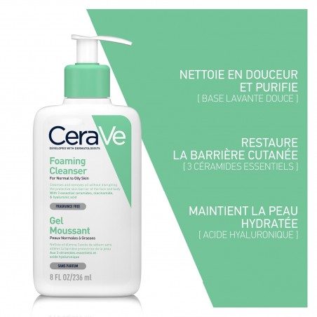 CeraVe Gel Moussant Nettoyant Peau Normale à Grasse | 473ml