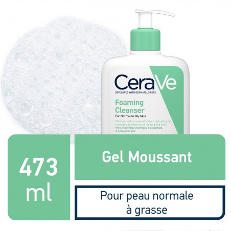 CeraVe Gel Moussant Nettoyant Peau Normale à Grasse | 473ml