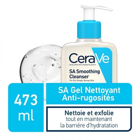 CeraVe SA Gel Nettoyant Anti-Rugosités Peau Sèche et Rugueuse | 473ml