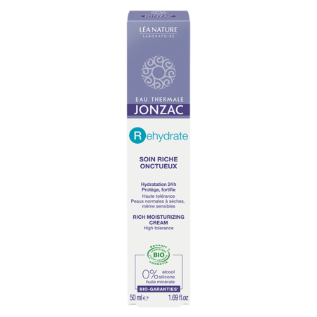 JONZAC REHYDRATE soin riche onctueux BIO 50 ml