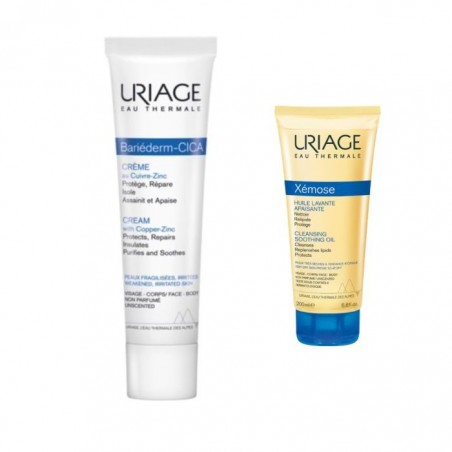 URIAGE PACK BARIÉDERM - CICA-CRÈME au Cuivre-Zinc 40 ML + Uriage xemose huile lavante 50 ml OFFERT