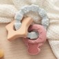 KIOKIDS Anneau de Dentition en Bois et Silicone rose et gris